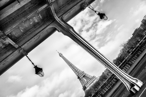 France Paris Pont Bir de Hakeim and Eiffel Tower 
